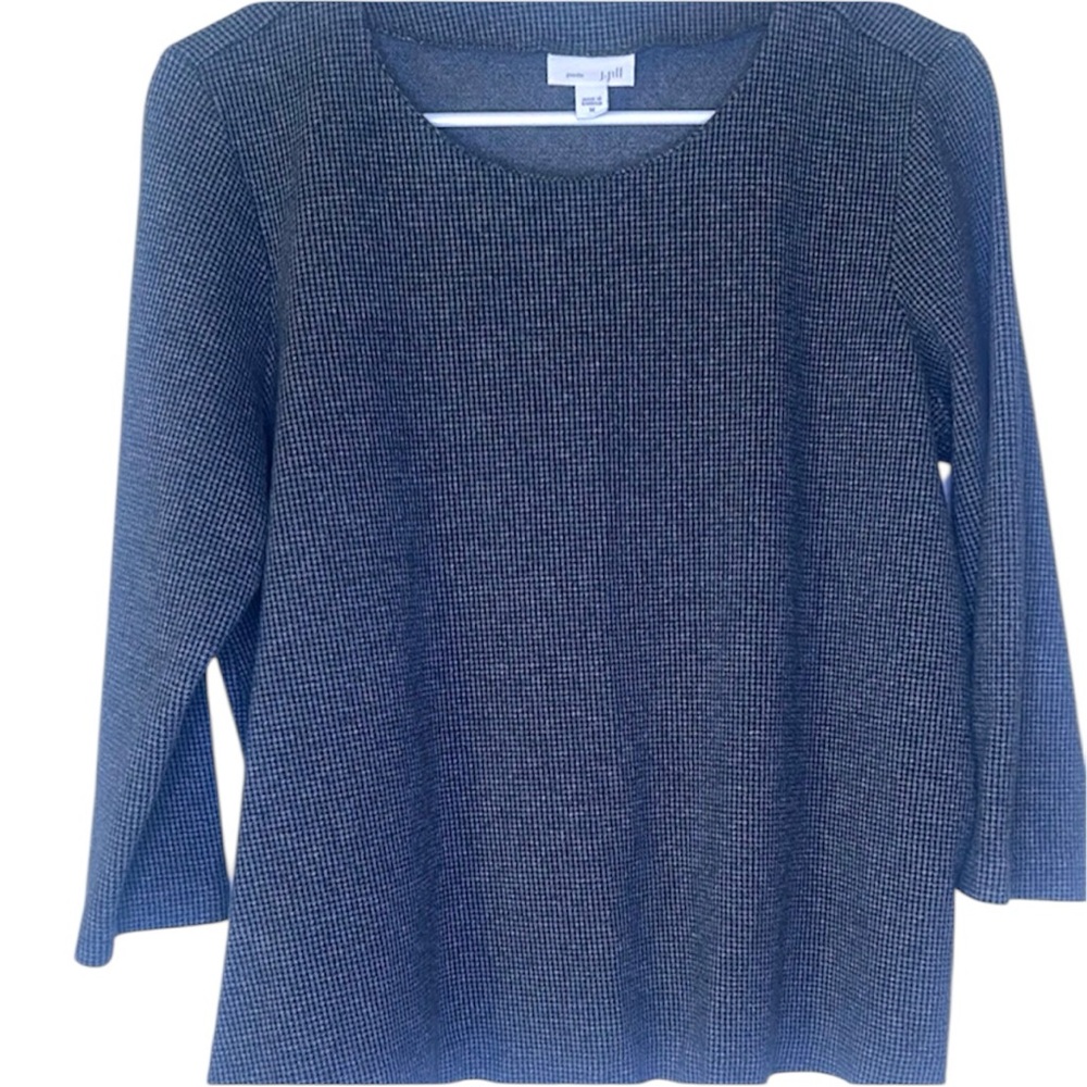 J. Jill Black and White 3/4 Sleeve Blouse